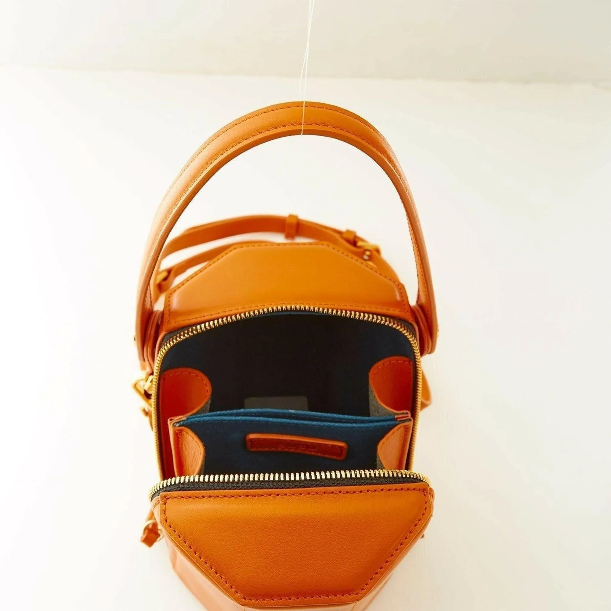Harper Leather Bucket Bag in Orange