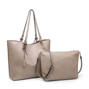 Iris Vegan Leather Tote (Warm Grey)