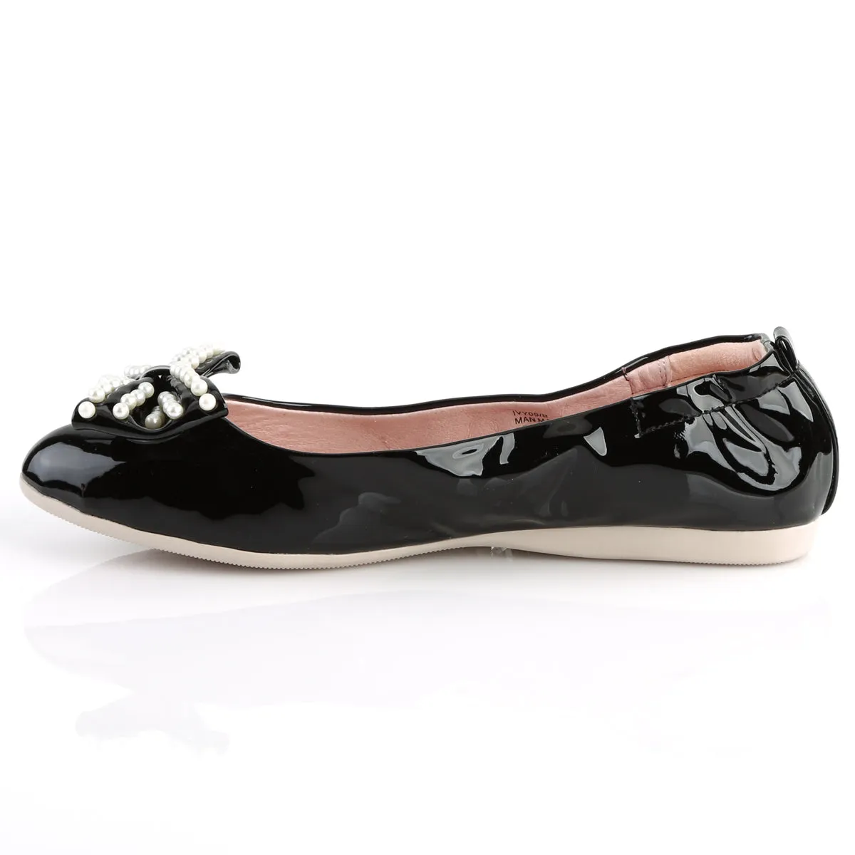IVY-09 Pin Up Couture Flats Black Patent Sexy Single Soles (Retro Heels)