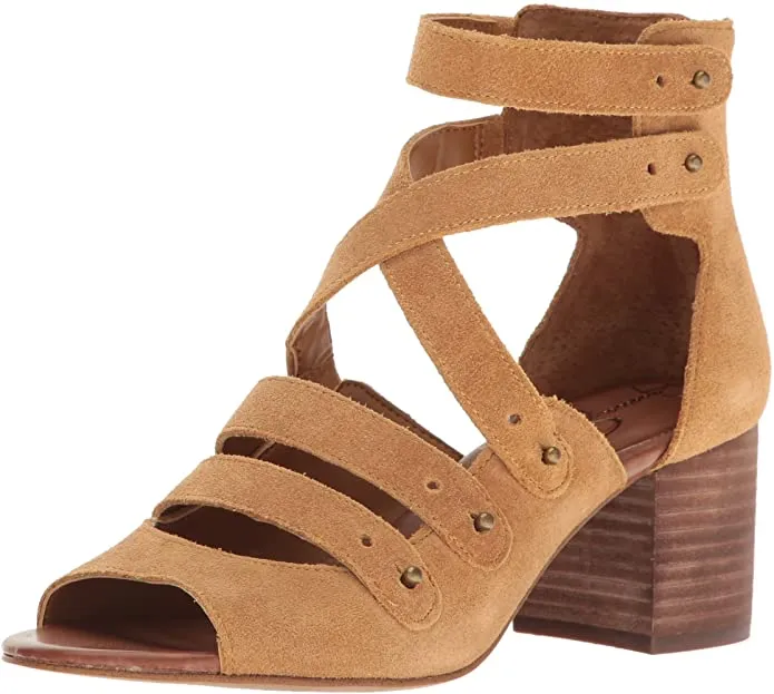 Jessica Simpson Halacie Dress Sandal Honey Brown Suede Open Toe City Block Heel