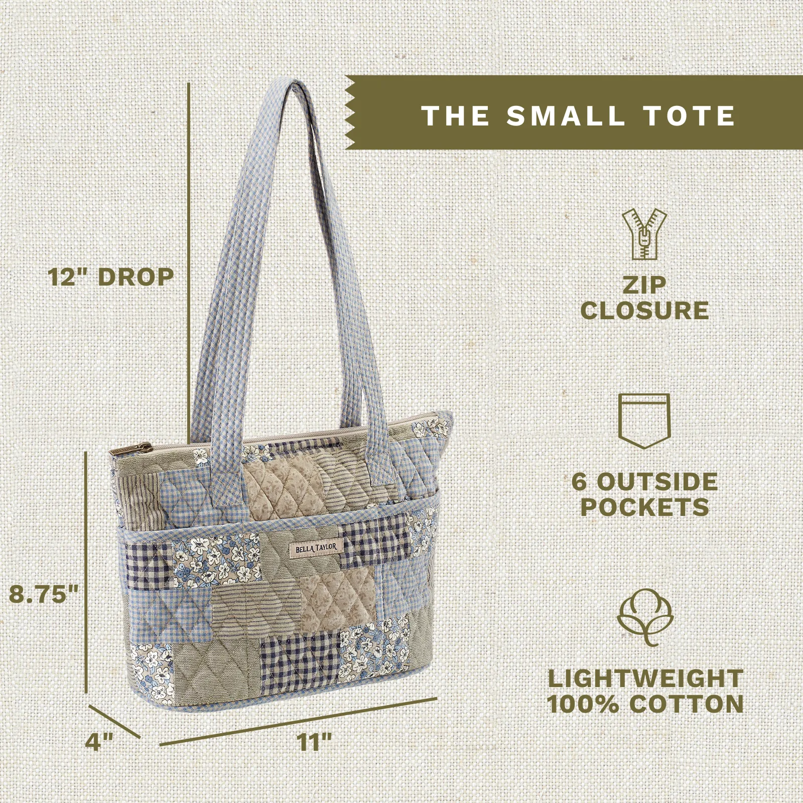Khaki Patchwork Small Tote