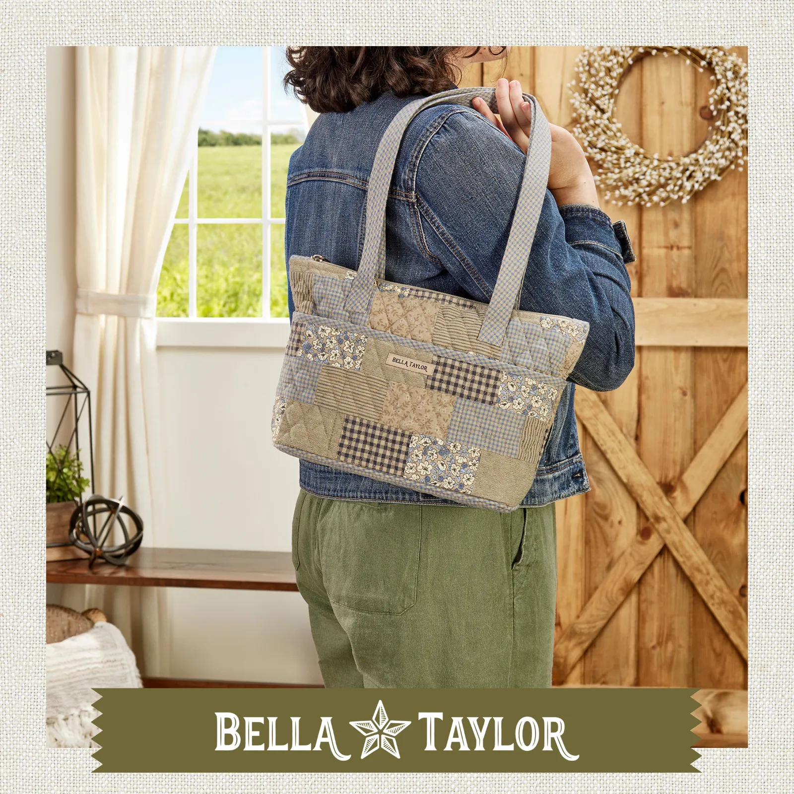 Khaki Patchwork Small Tote