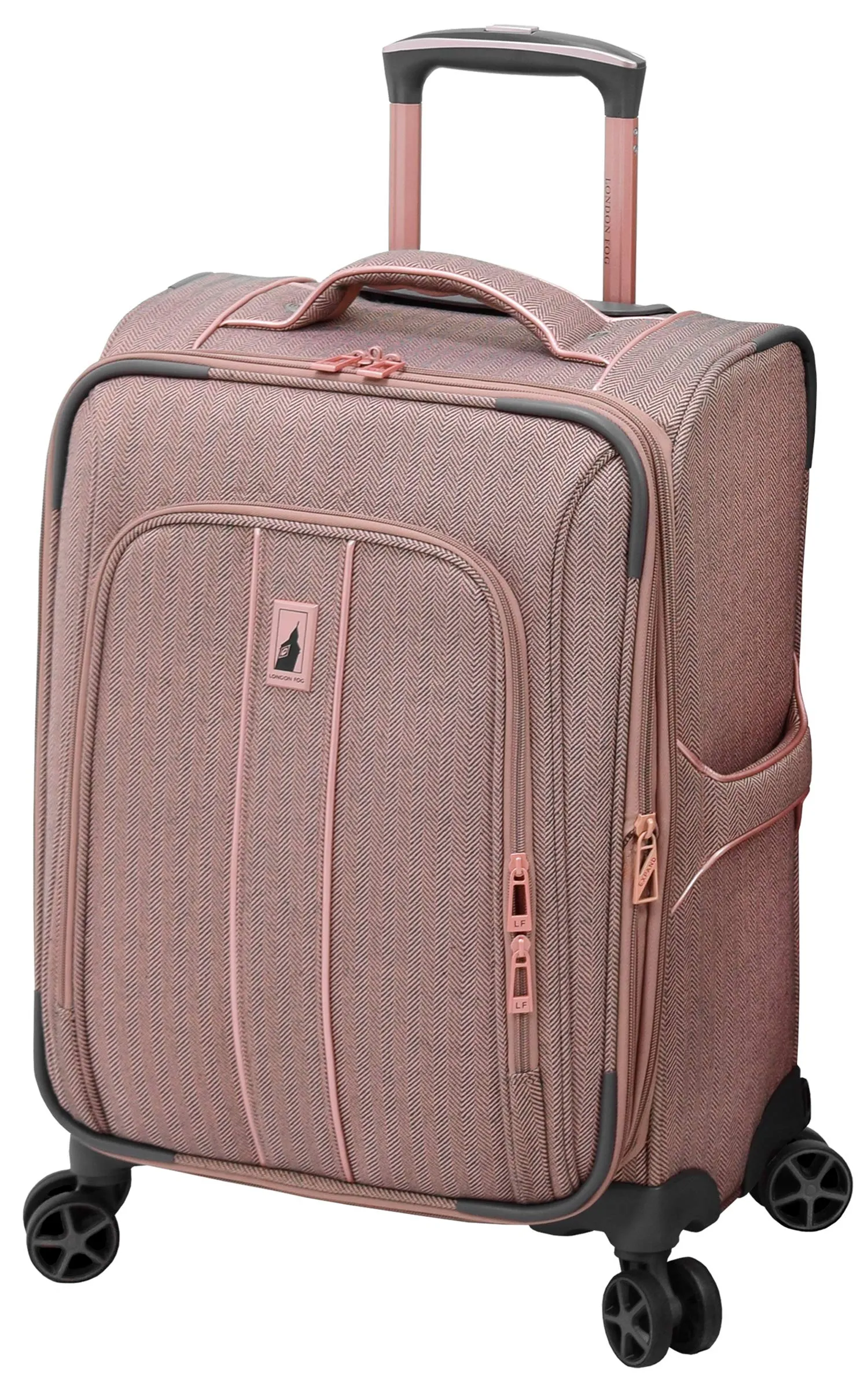 London Fog Newcastle 4 Piece Set, Rose Charcoal Herringbone