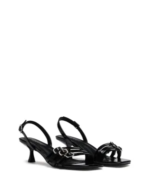 Lucky Strappy Heel Black Patent