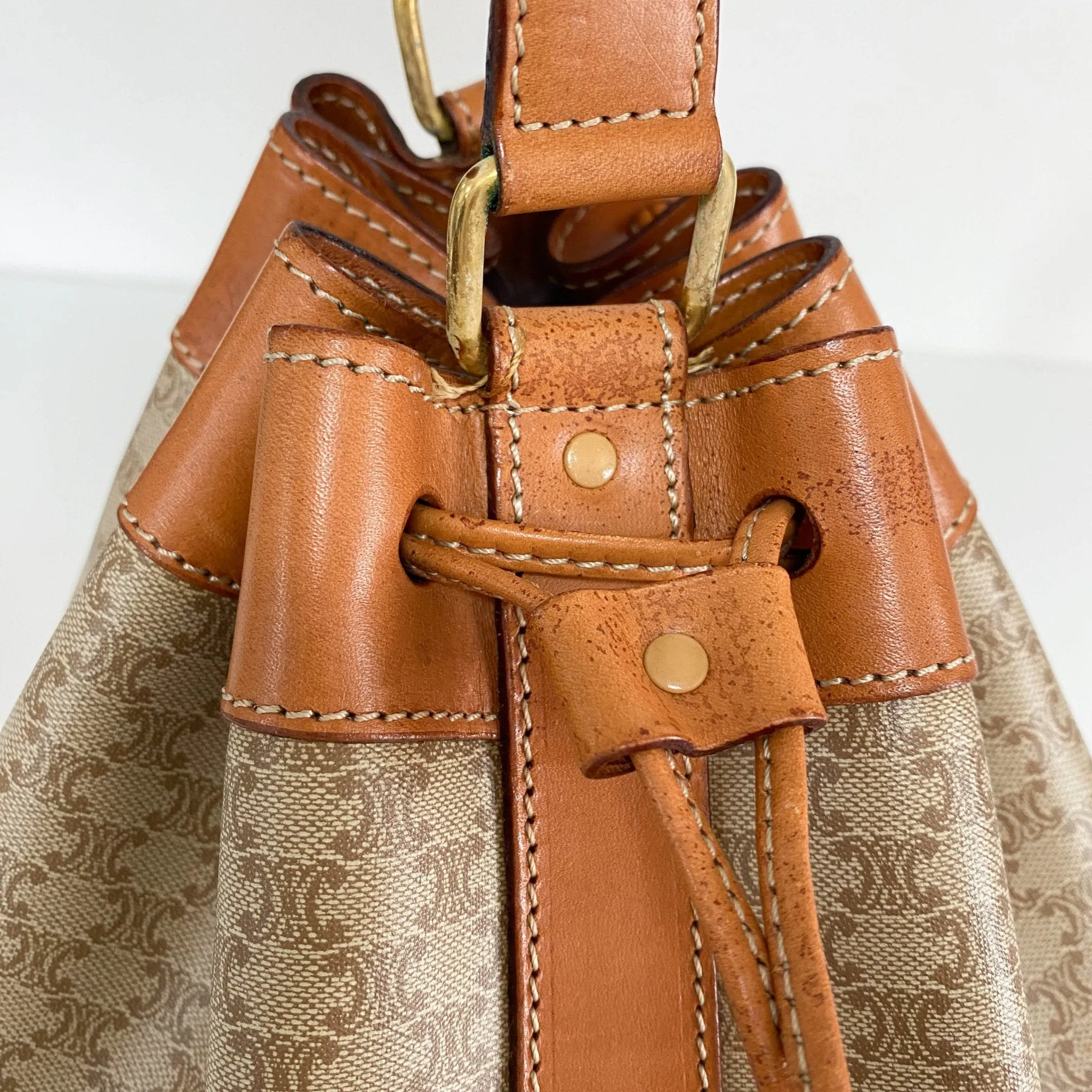 Macadam Triomphe Canvas Shoulder Bucket Bag
