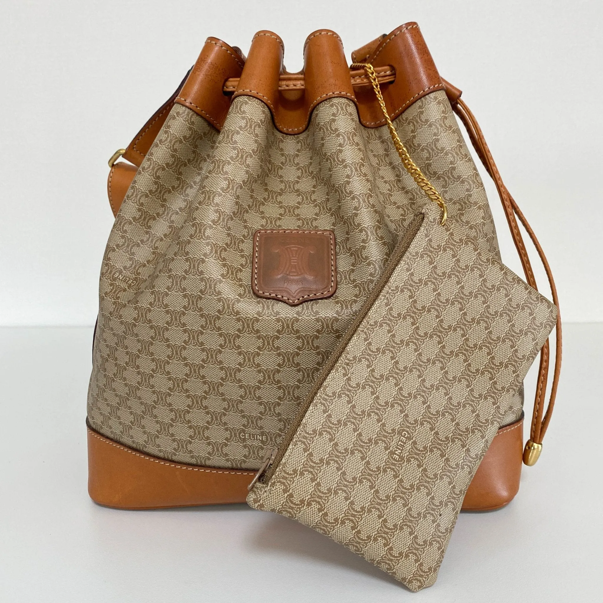 Macadam Triomphe Canvas Shoulder Bucket Bag