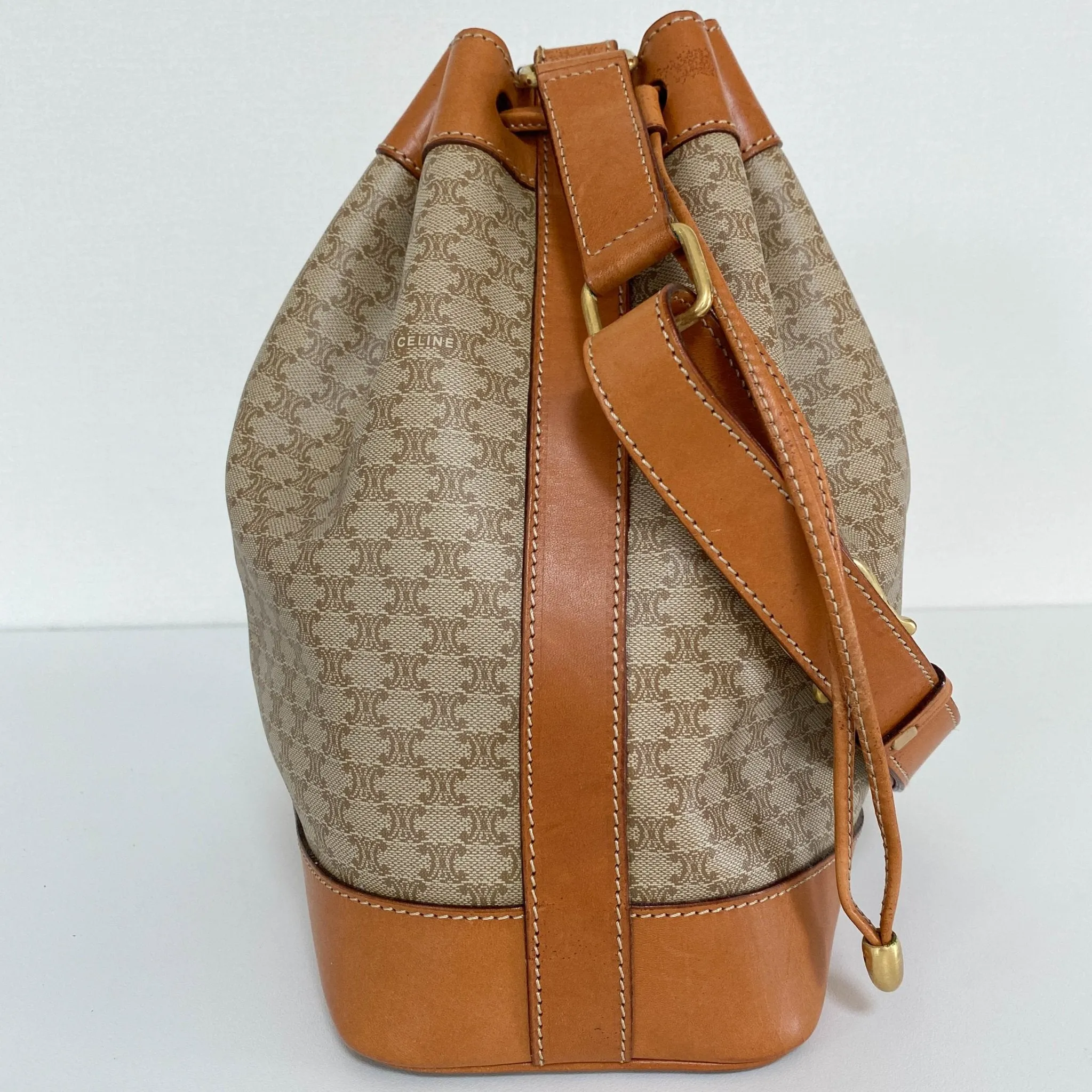 Macadam Triomphe Canvas Shoulder Bucket Bag