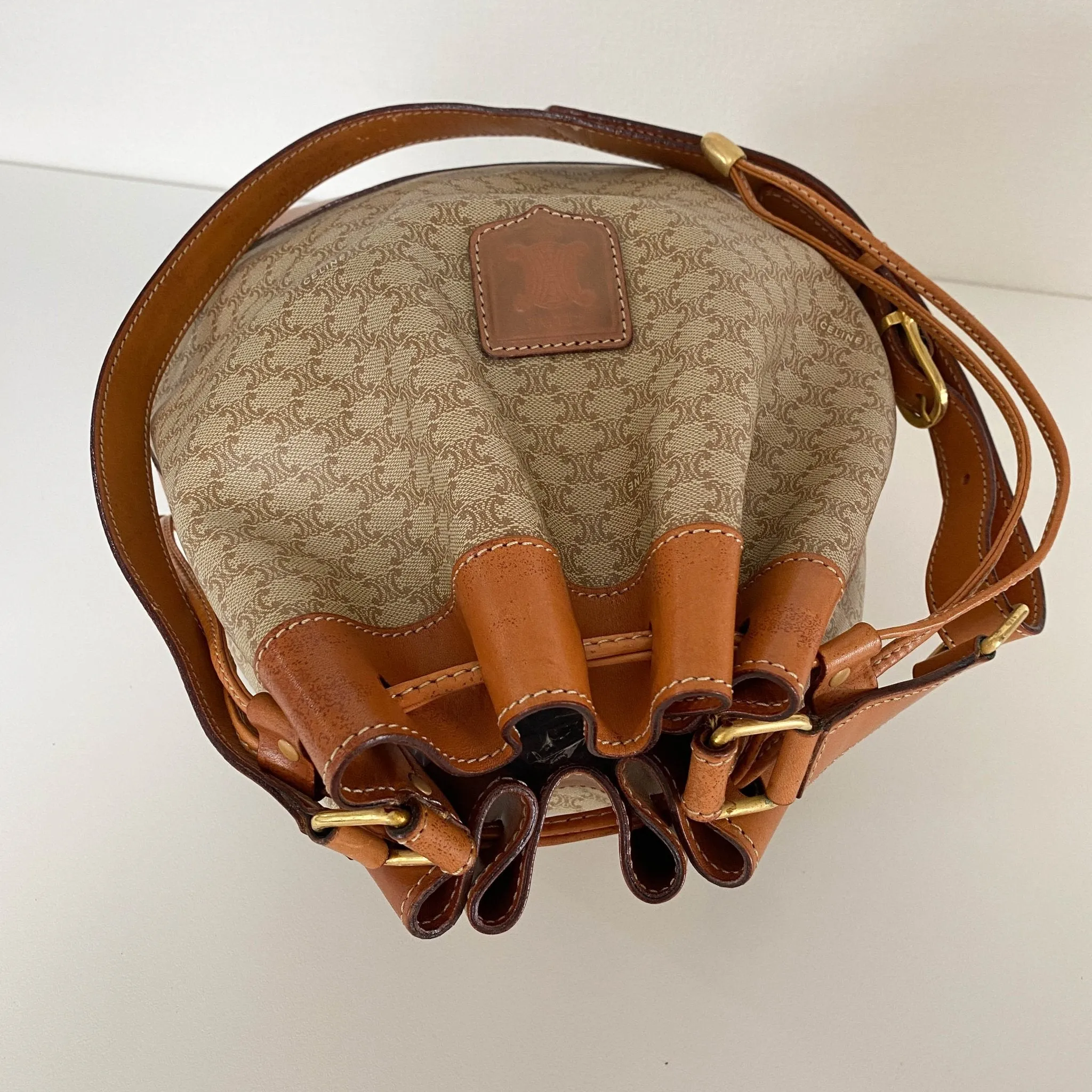 Macadam Triomphe Canvas Shoulder Bucket Bag