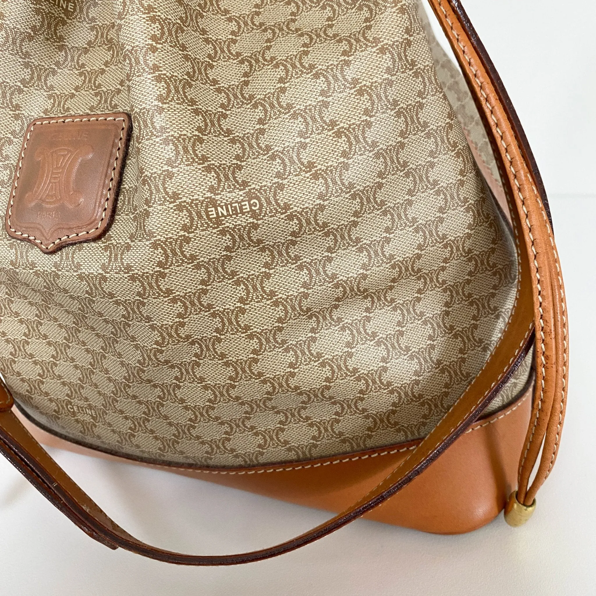 Macadam Triomphe Canvas Shoulder Bucket Bag