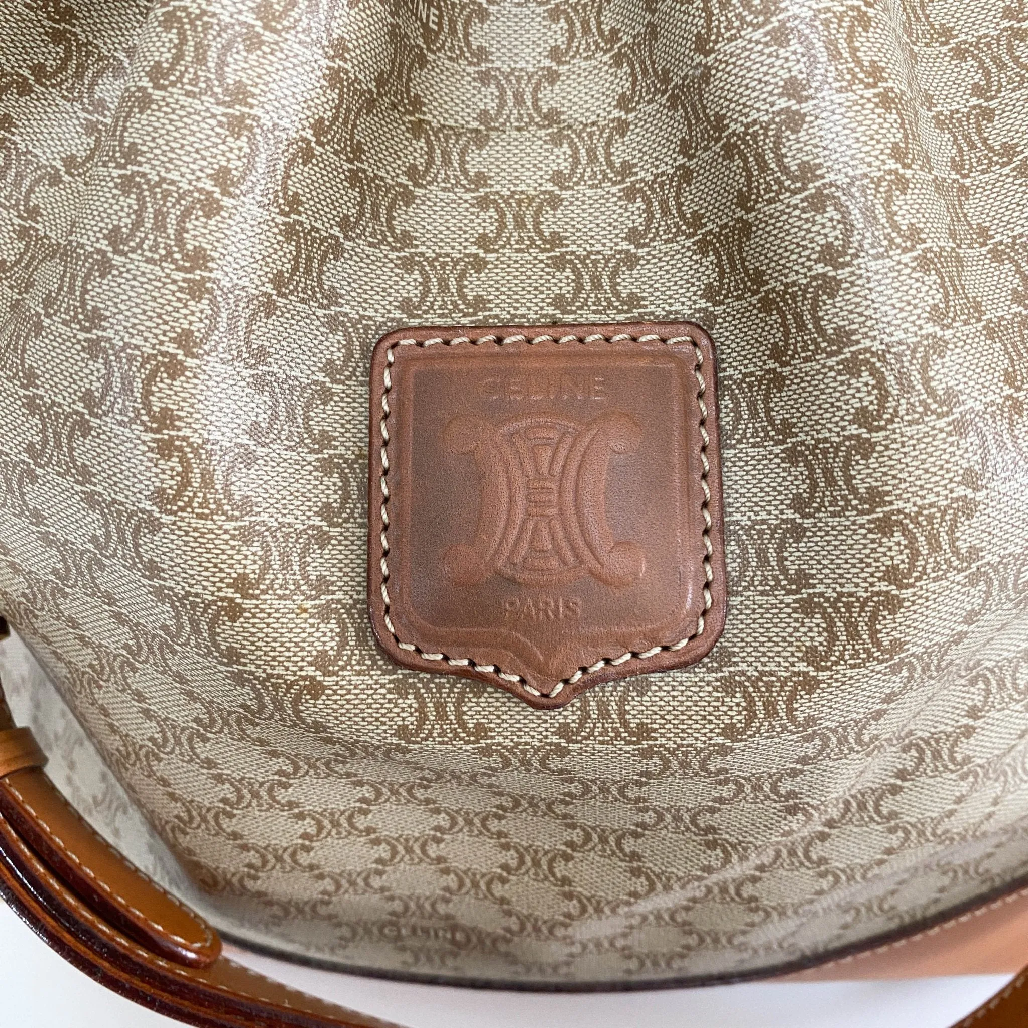 Macadam Triomphe Canvas Shoulder Bucket Bag