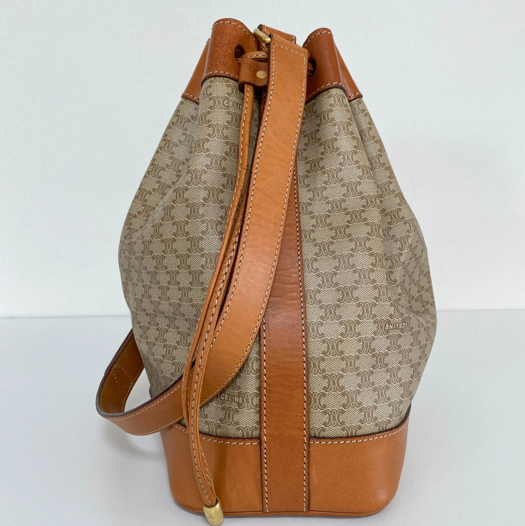 Macadam Triomphe Canvas Shoulder Bucket Bag