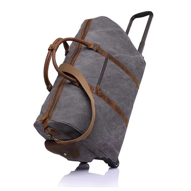 Melodycollection Canvas Leather Men Travel Bags Carry On Luggage Bags Men Duffel Bags Travel Tote
