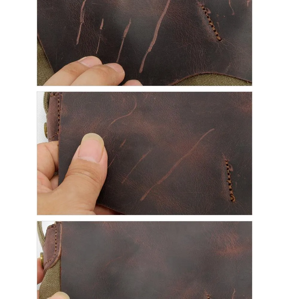 Mens Leather Backpack Laptop with Front Pockets