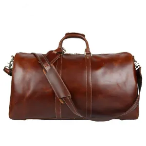 Mens Leather Duffle Weekender Bag Vintage