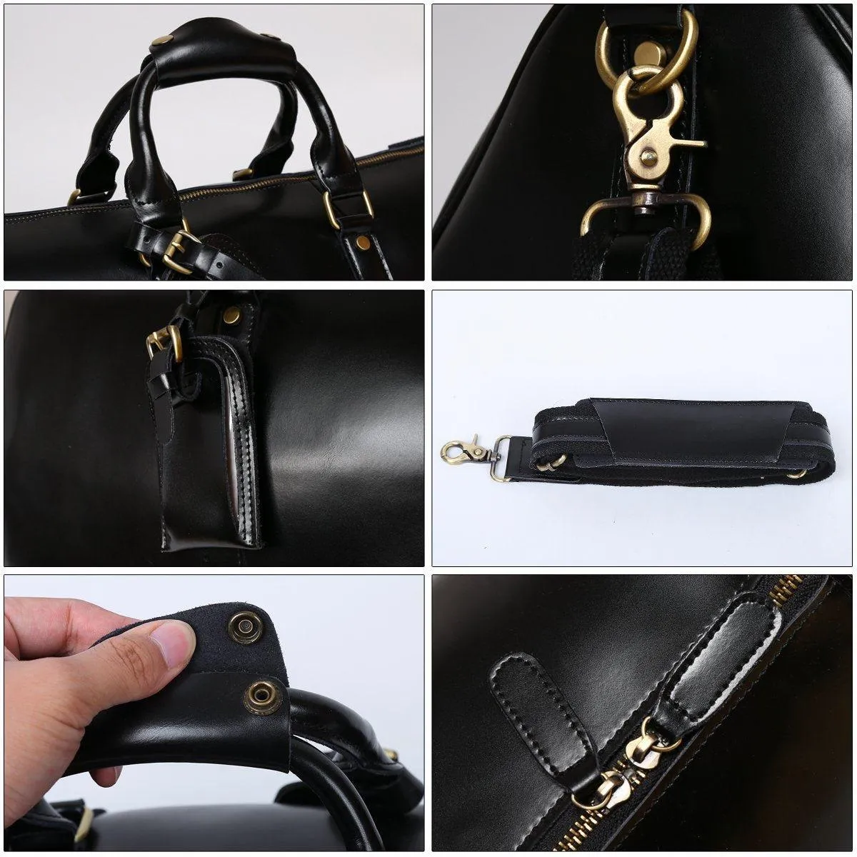 Mens Leather Duffle Weekender Bag Vintage