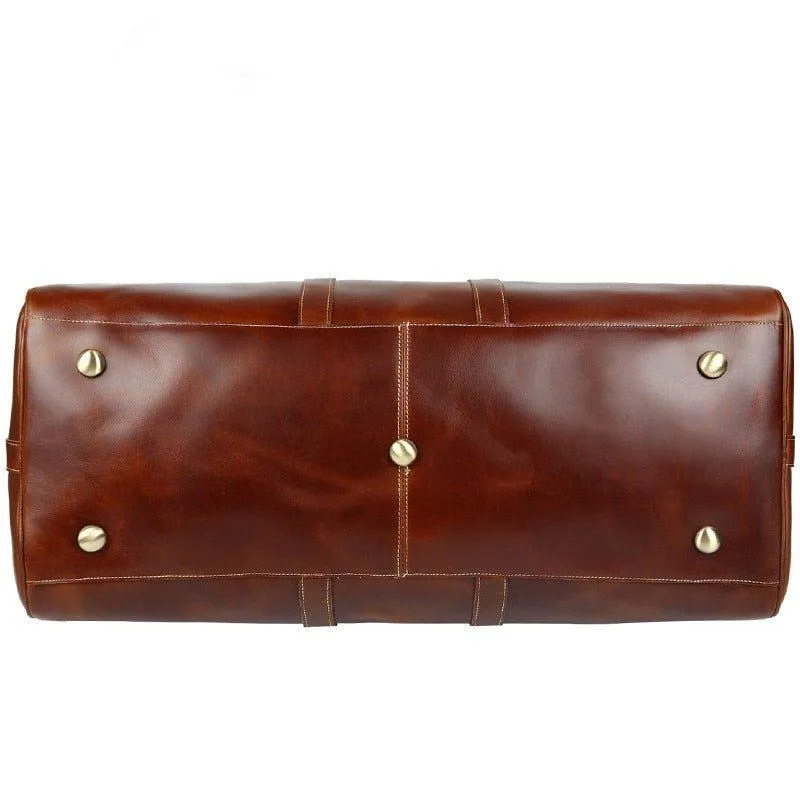 Mens Leather Duffle Weekender Bag Vintage