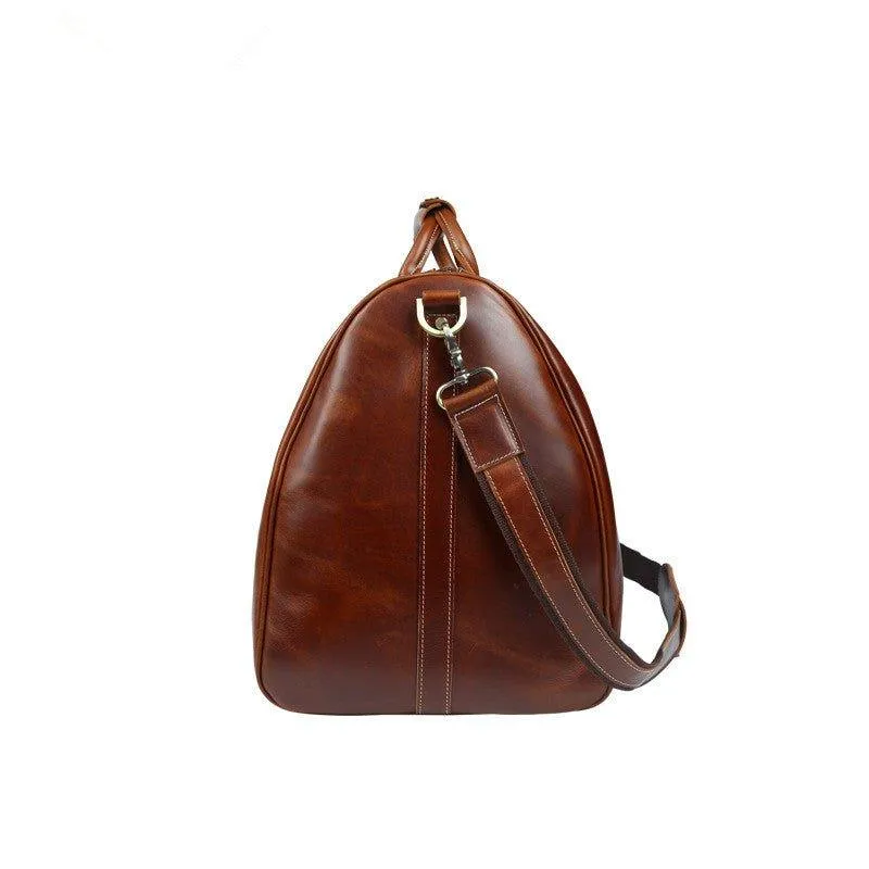 Mens Leather Duffle Weekender Bag Vintage