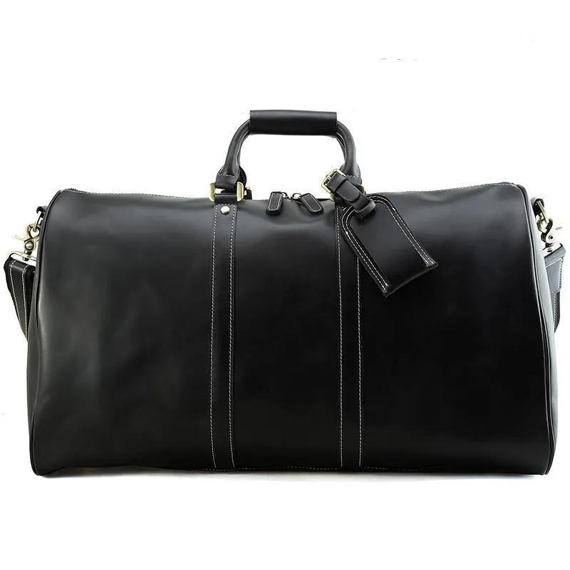 Mens Leather Duffle Weekender Bag Vintage