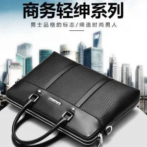 Men’s PU Leather Business Messenger Bag – 15” Laptop Briefcase with Double Zipper