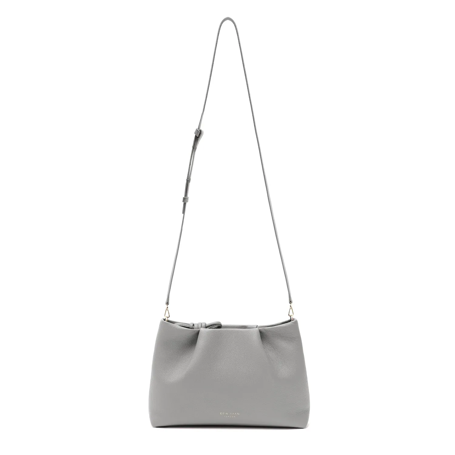 Midi Mayfair Leather Crossbody Bag, Grey