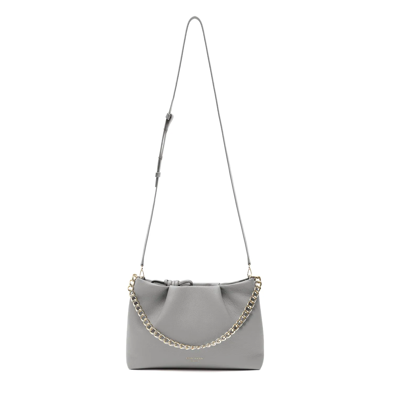 Midi Mayfair Leather Crossbody Bag, Grey