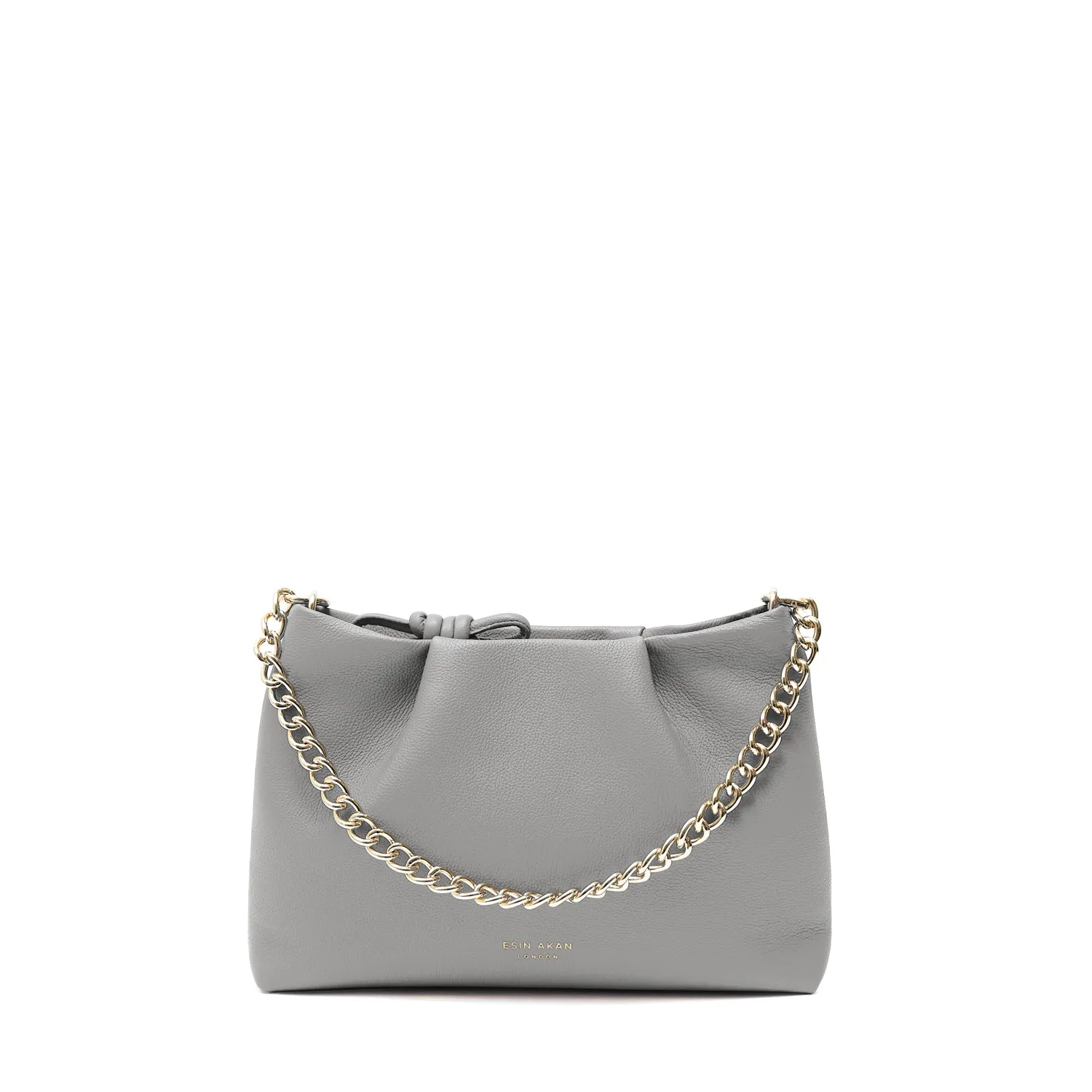 Midi Mayfair Leather Crossbody Bag, Grey