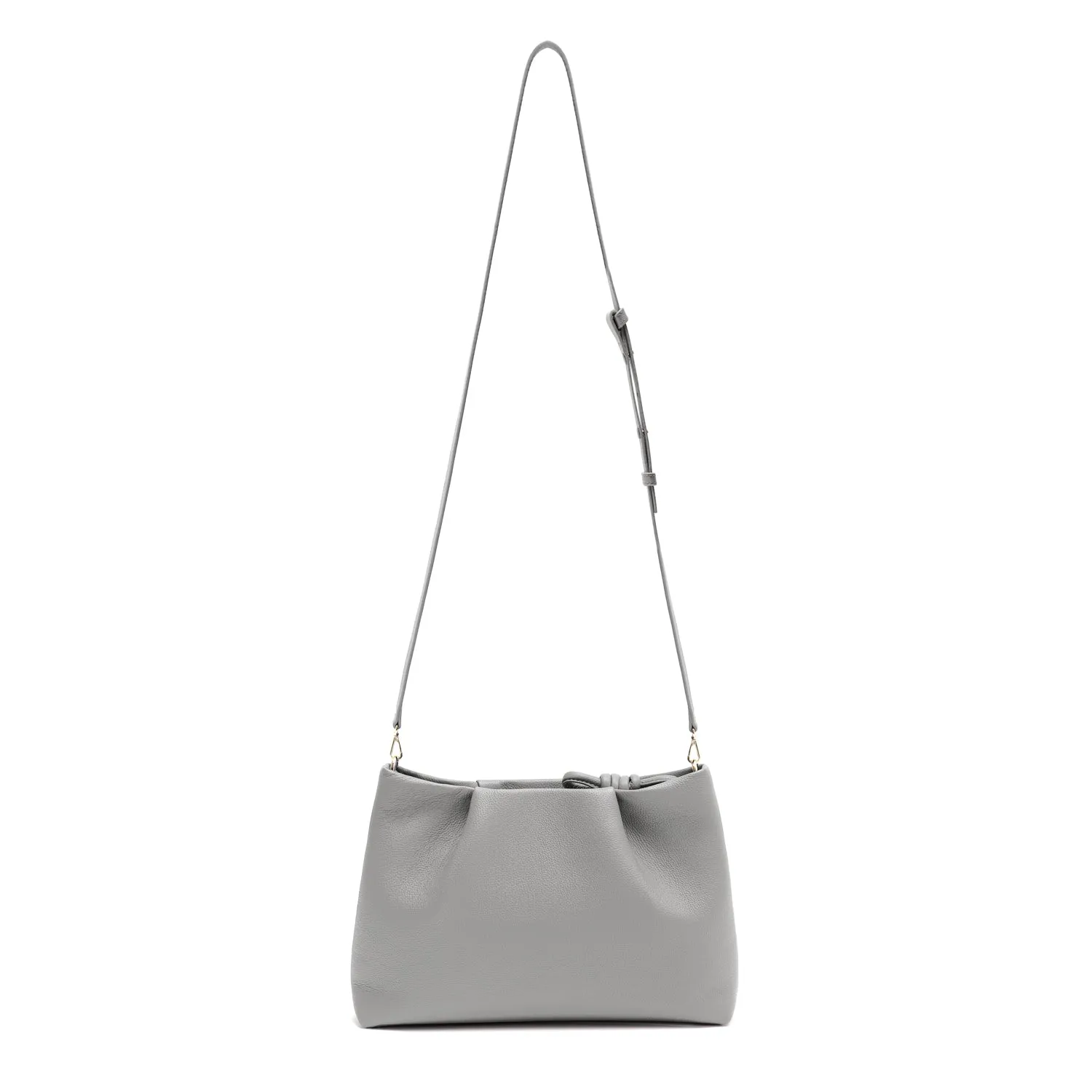 Midi Mayfair Leather Crossbody Bag, Grey