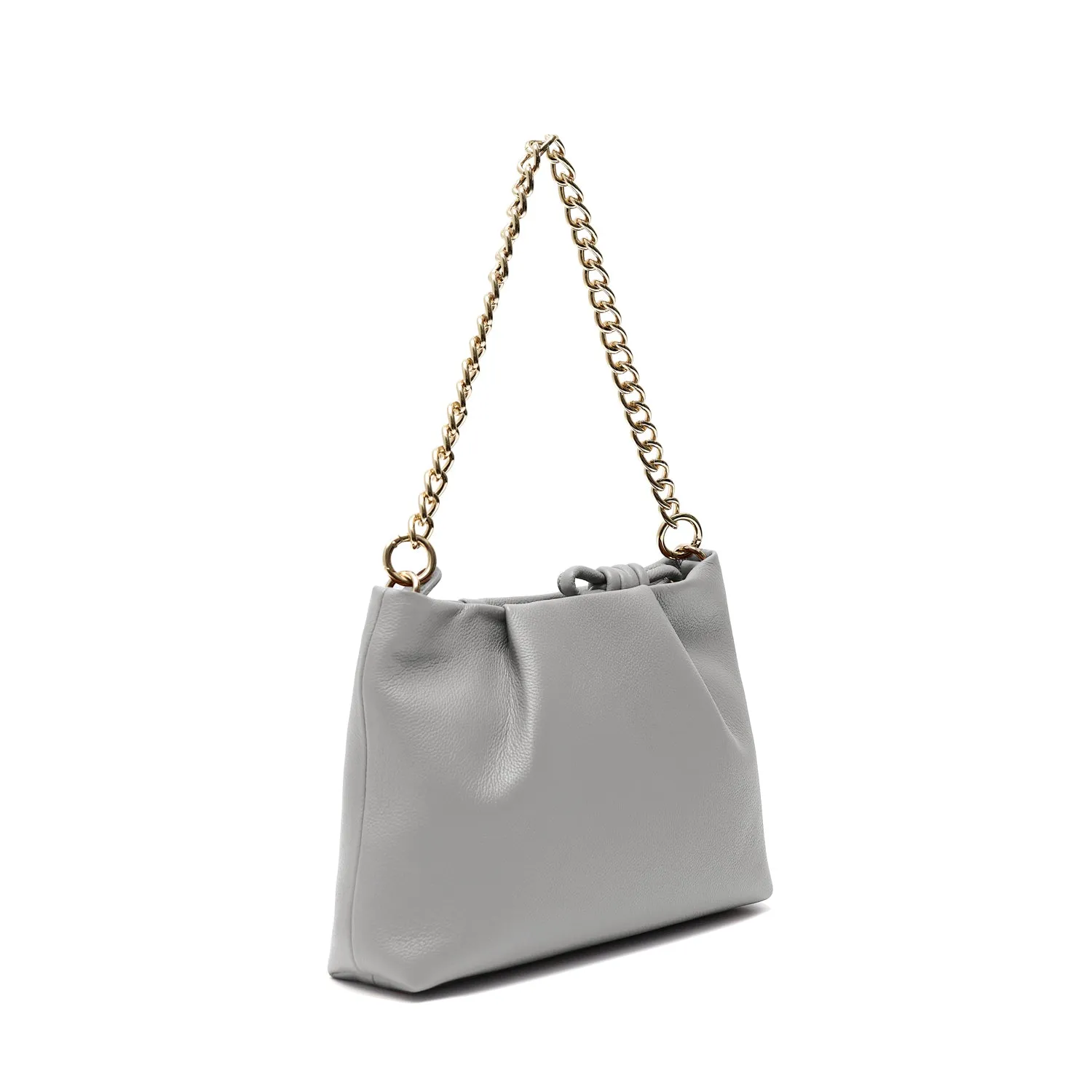 Midi Mayfair Leather Crossbody Bag, Grey