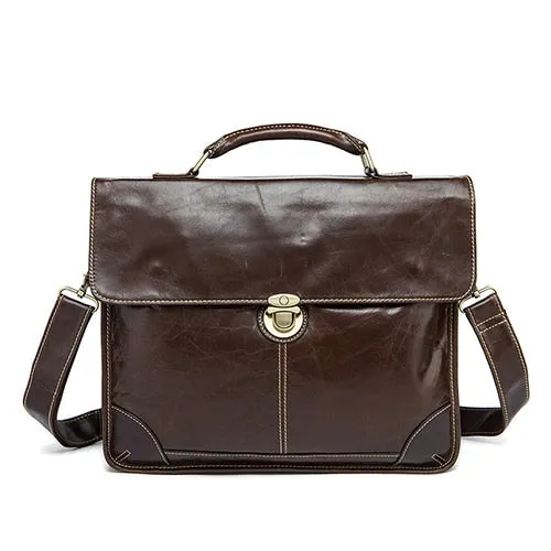 Mva Men'S Bag For Men Documents Genuine  Leather Briefcase 14'' Laptop Totes Bags Hasp Messenger