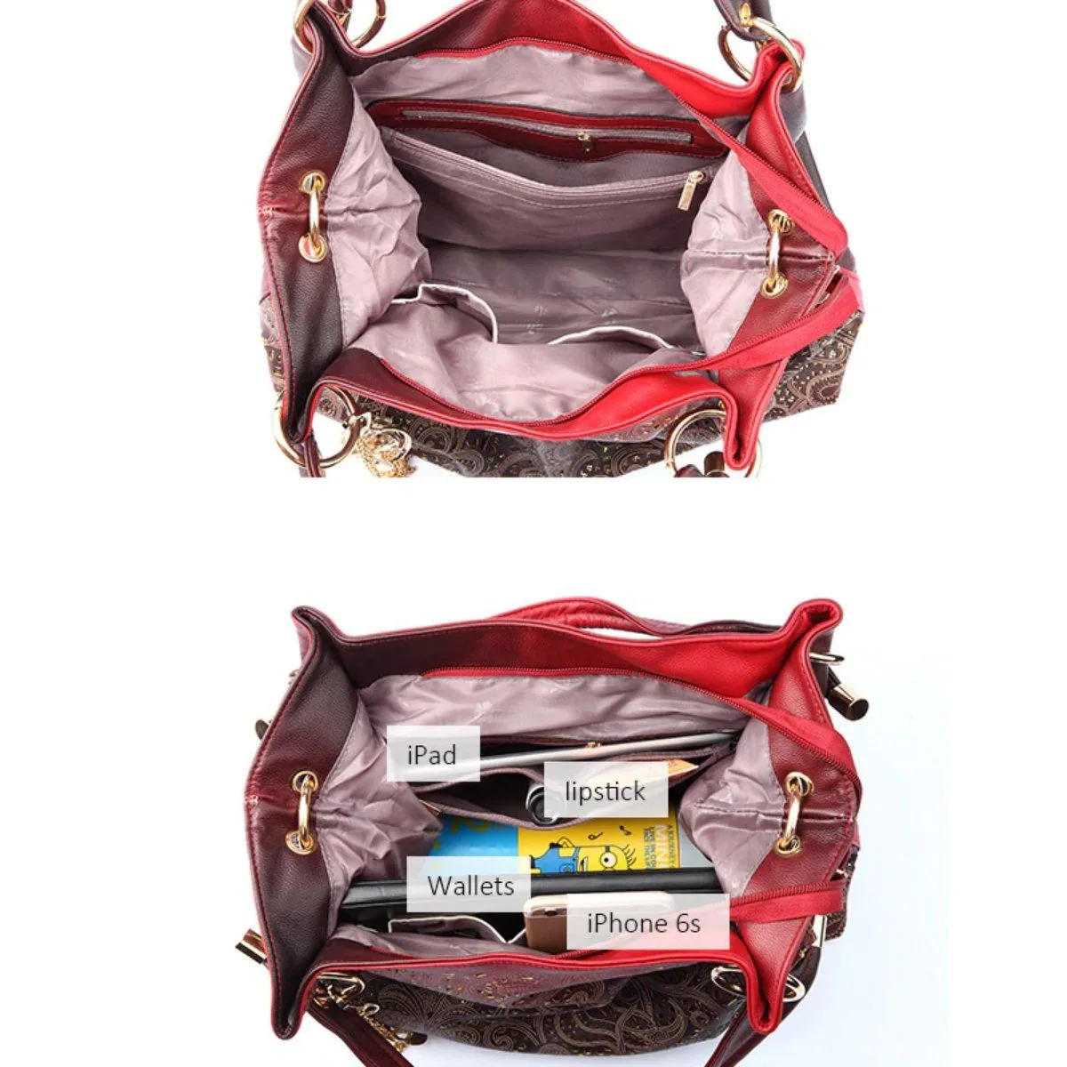 Ombre Hollow-out Floral Hand Bag With Key Chain
