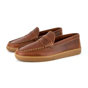 Othile : Men's Leather Moccasin in Light Brown Cyclone