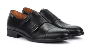 Pikolinos M7J-3148 Black Mens Double Buckle Monk Made In Spain