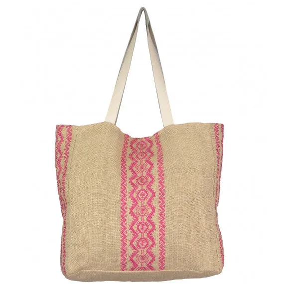 Pink Aruba Jute Beach Bag