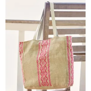 Pink Aruba Jute Beach Bag