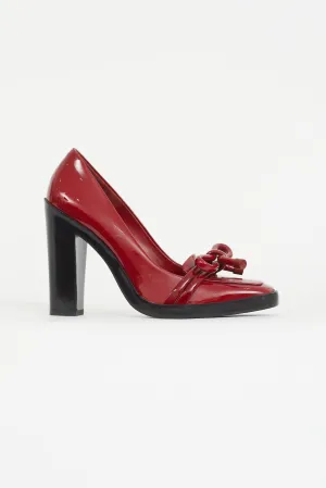 Red Patent Leather Knot Pump
