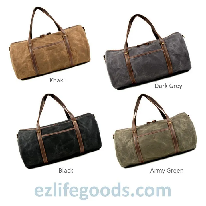 Retro Canvas Trimmed with Cowhide Duffle Weekender Bag | 54 cm Large Capacity Gym Bag
