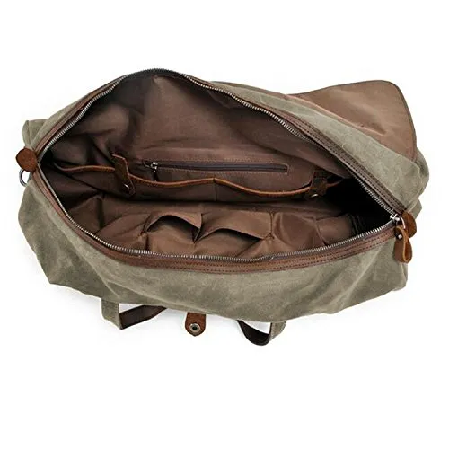 S-Zone Waterproof Waxed Canvas Leather Trim Travel Tote Duffel Handbag Weekend Bag