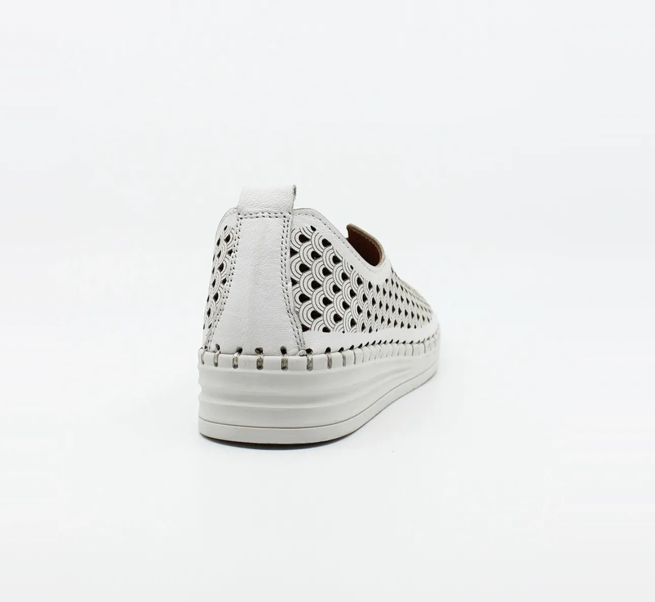 Sala Europe Lasso White Perforated Leather Slip On Shoe Made In Turkey