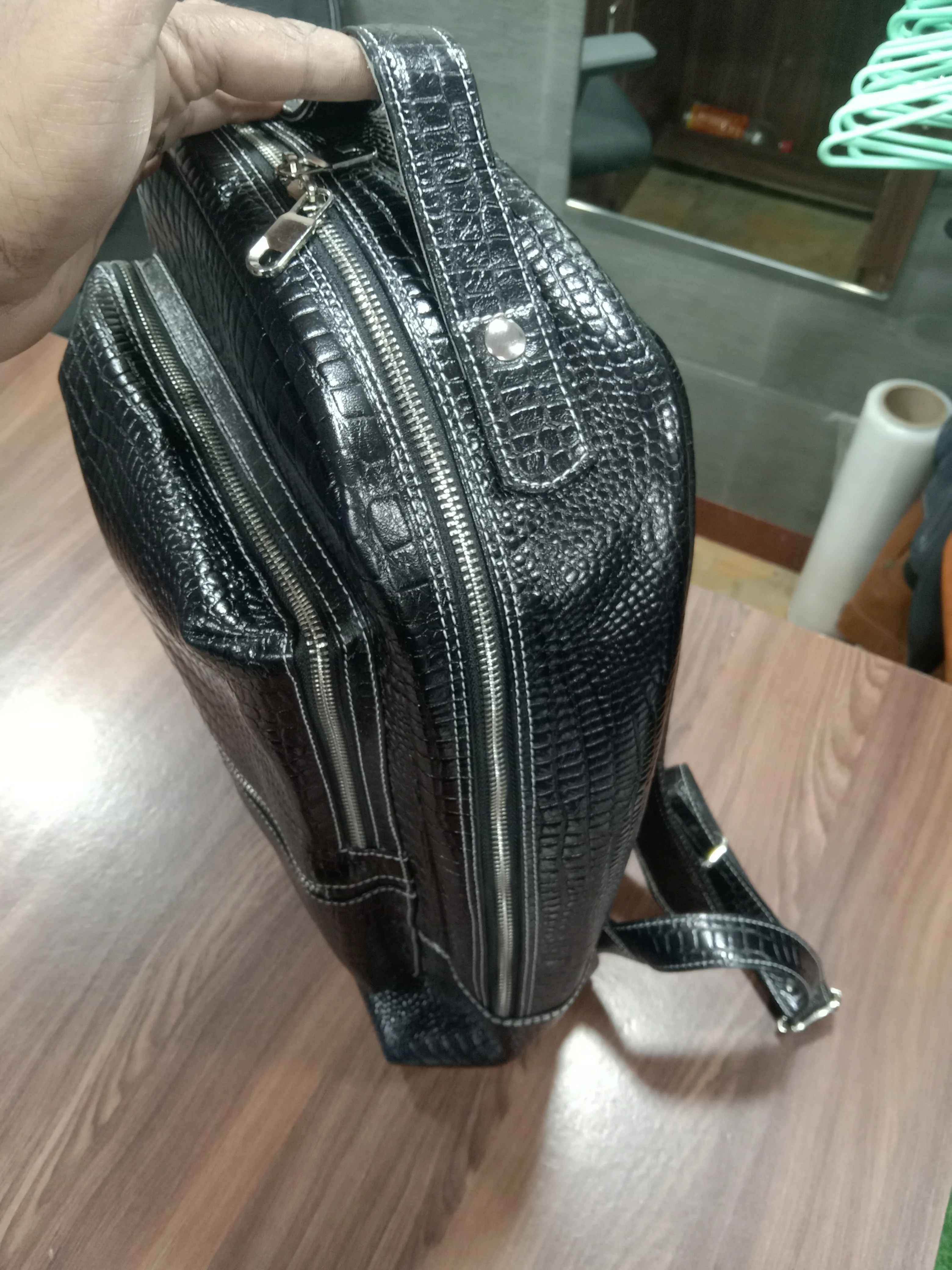 Scipio Leather Backpack Bags Black for Men and Women Laptop Compartment