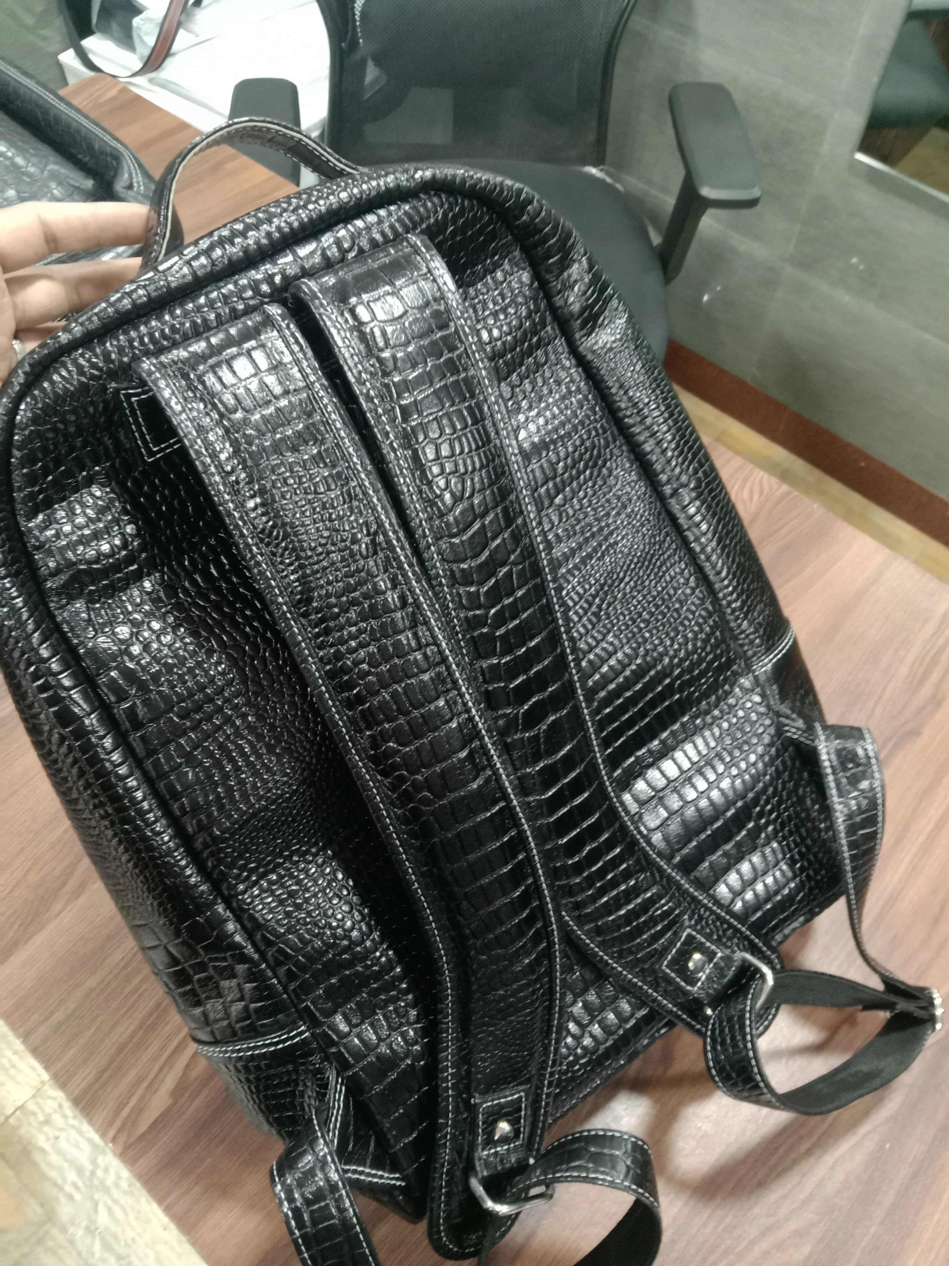 Scipio Leather Backpack Bags Black for Men and Women Laptop Compartment