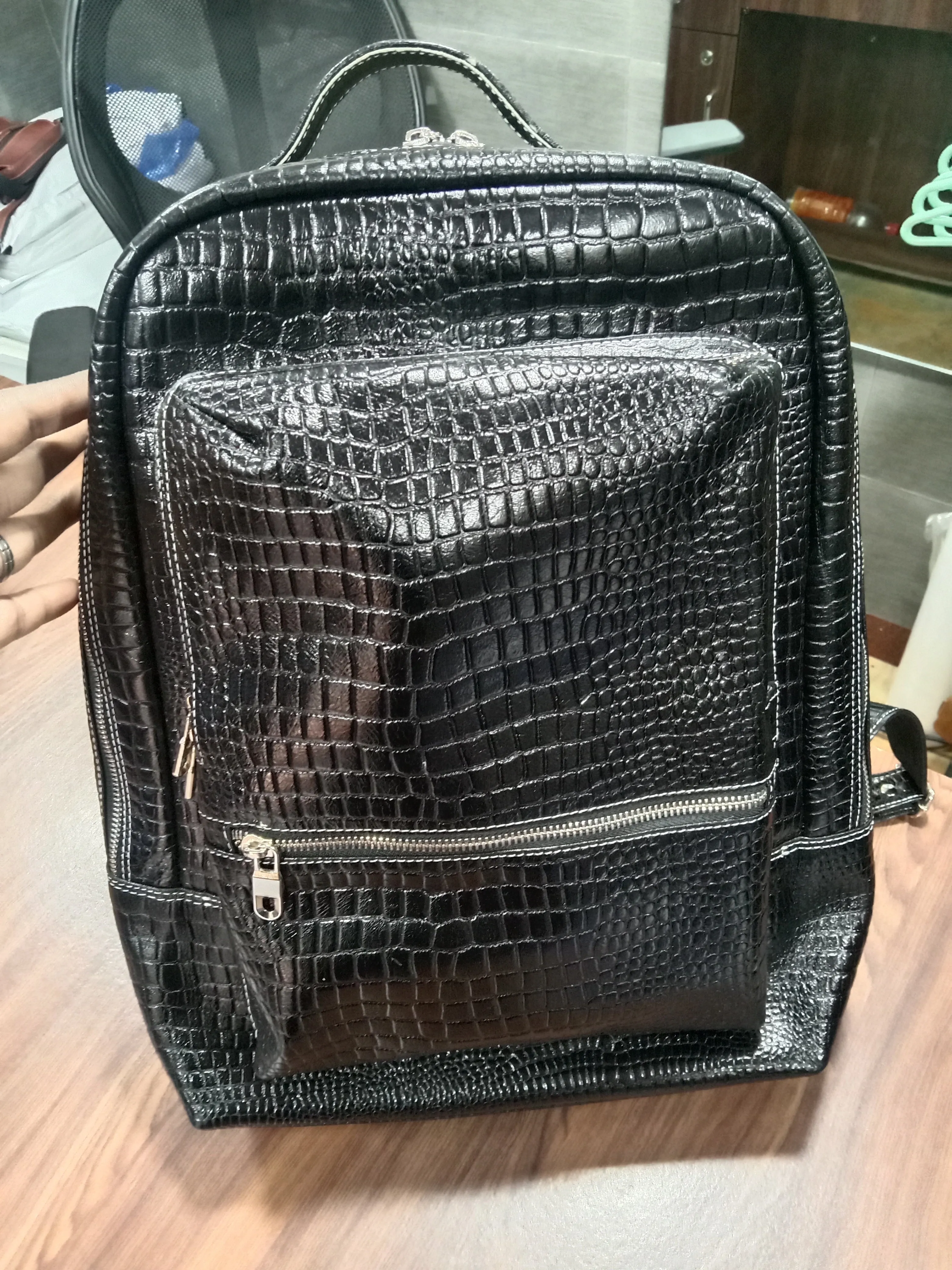 Scipio Leather Backpack Bags Black for Men and Women Laptop Compartment