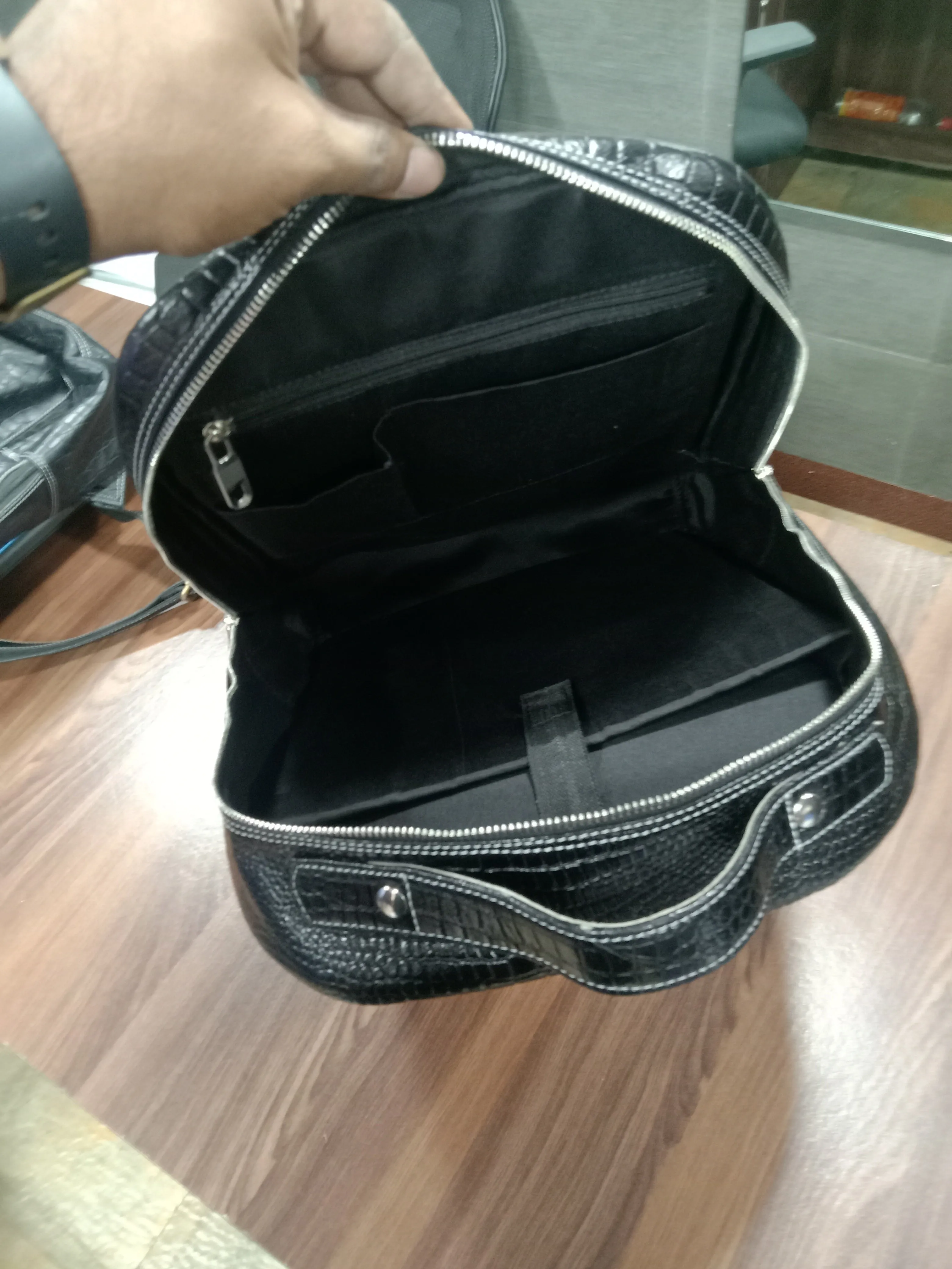 Scipio Leather Backpack Bags Black for Men and Women Laptop Compartment