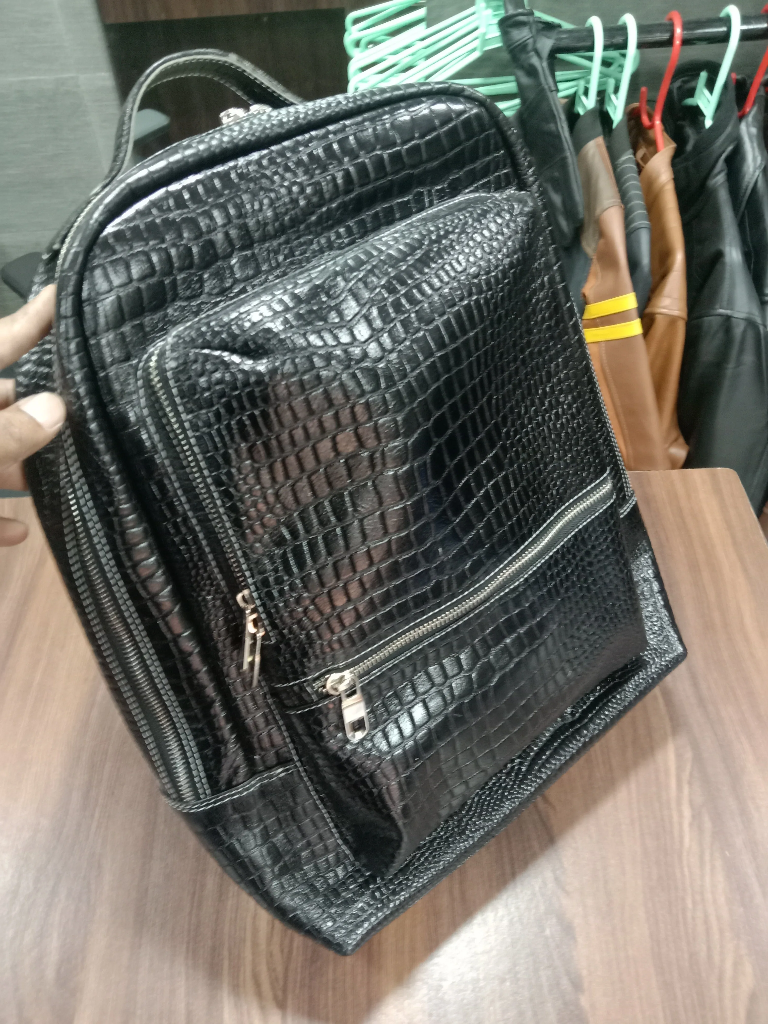 Scipio Leather Backpack Bags Black for Men and Women Laptop Compartment