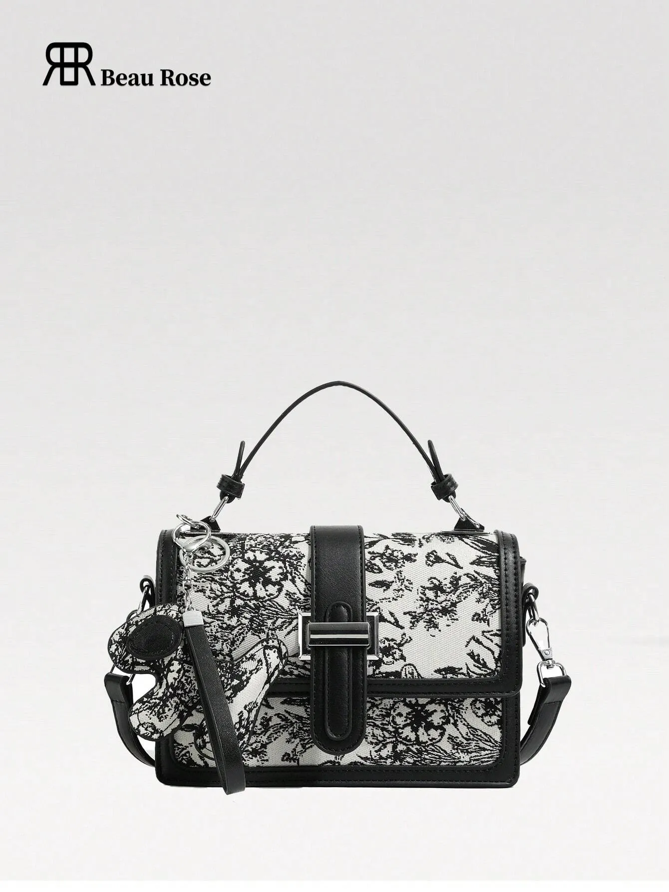 SHEIN Printed Classic Style Double Layer Women's Gift Handheld Mini Square Bag With Strap & Pendant