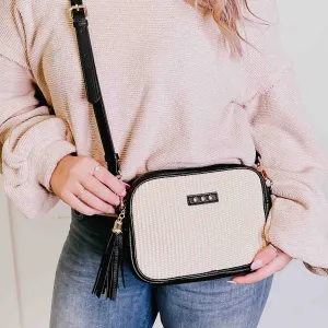 Silvia Straw Camera Bag - Black