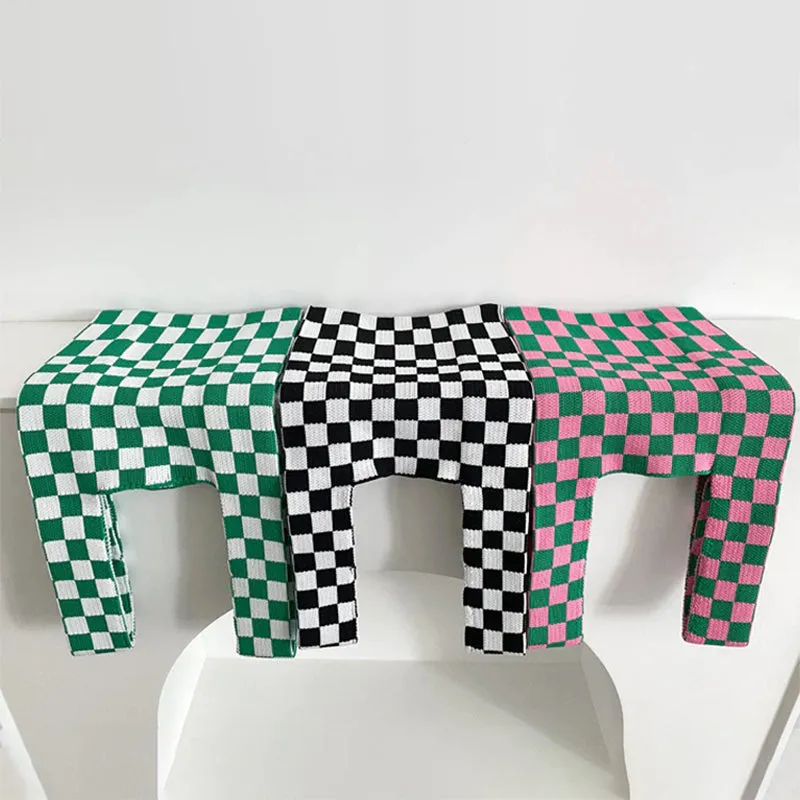 Small and Cute Checkered Knitted Tote Handbags