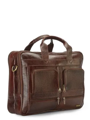 Teakwood Genuine Brown Leather Laptop bag