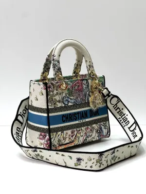 Trendy Inspired Dior Medium Lady D-lite Bag Latte Multicolor