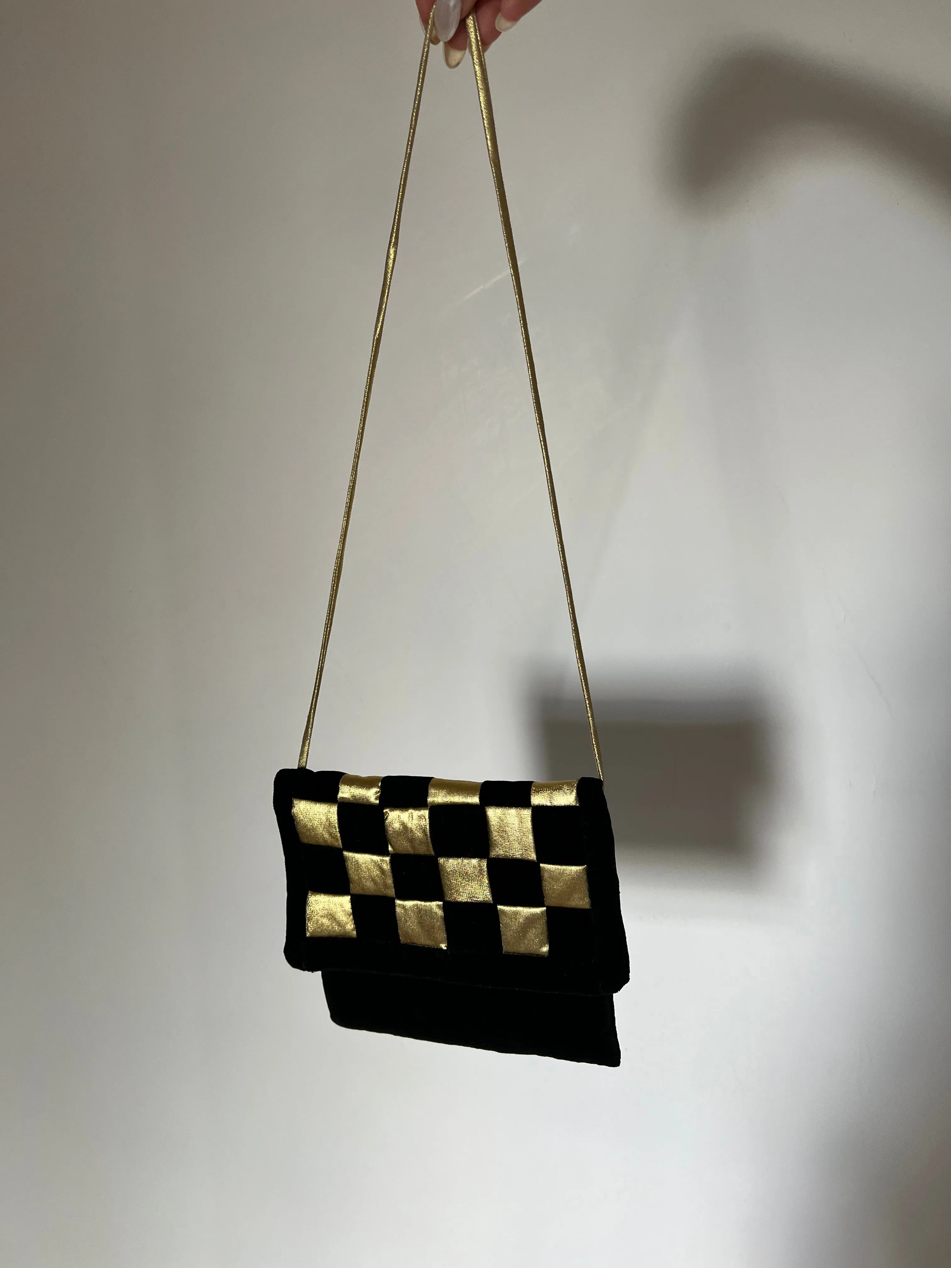 Velvet Checker Purse