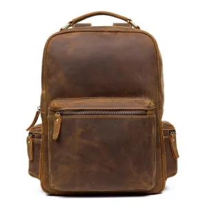 Vintage Genuine Leather Backpack Mens